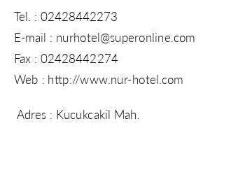 Nur Hotel iletiim bilgileri